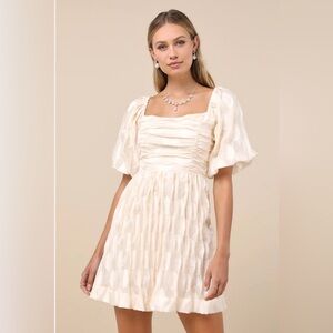 Lulus Wedding Party Prom Mini Dress in Lovely Champagne Ruched Bodice Woman XL